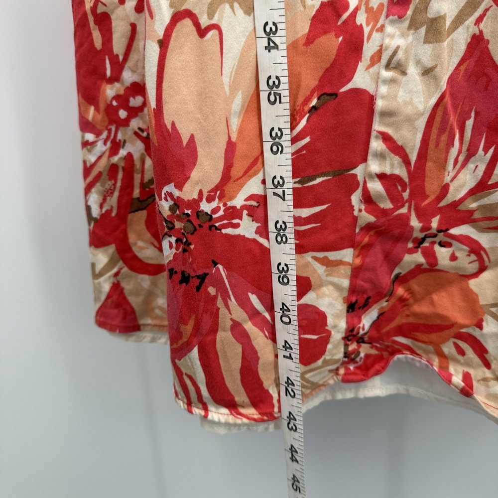 Coldwater Creek Dress Womens W18 Red Beige Floral Sleeveless Lined Cotton Blend - Picture 9 of 10